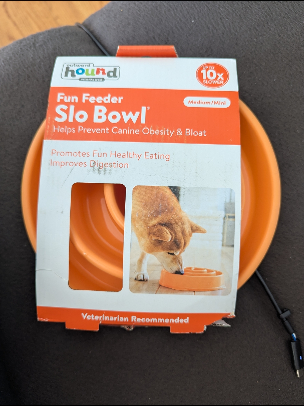 Outward Hound Slo Bowl Fun Feeder - Orange For Dogs And Puppies